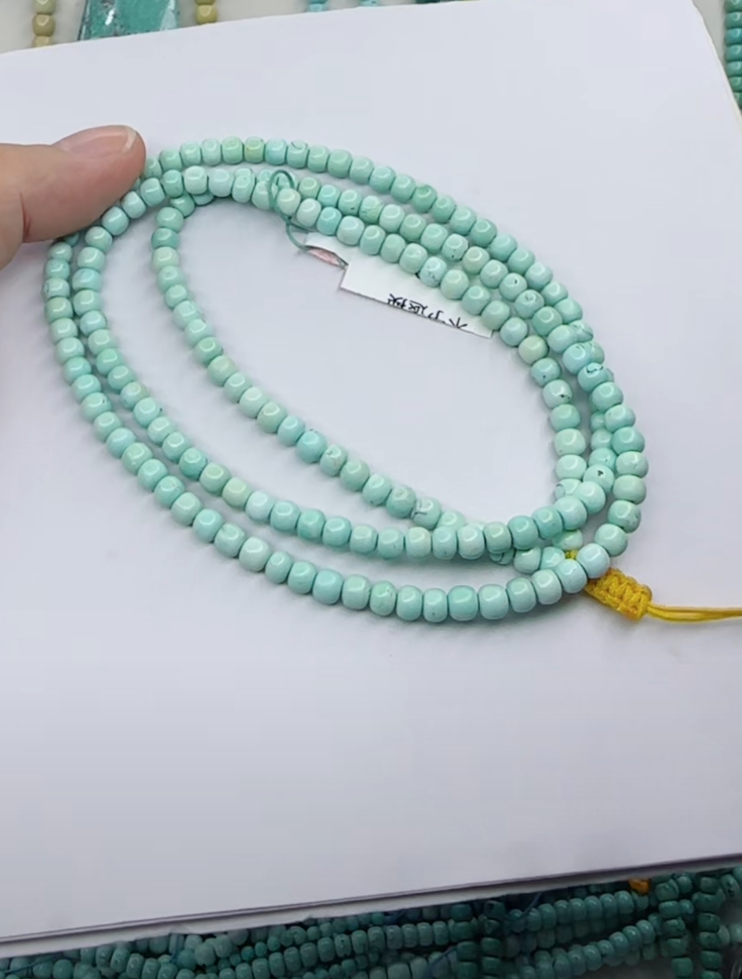 天然原矿绿松石米珠链卡