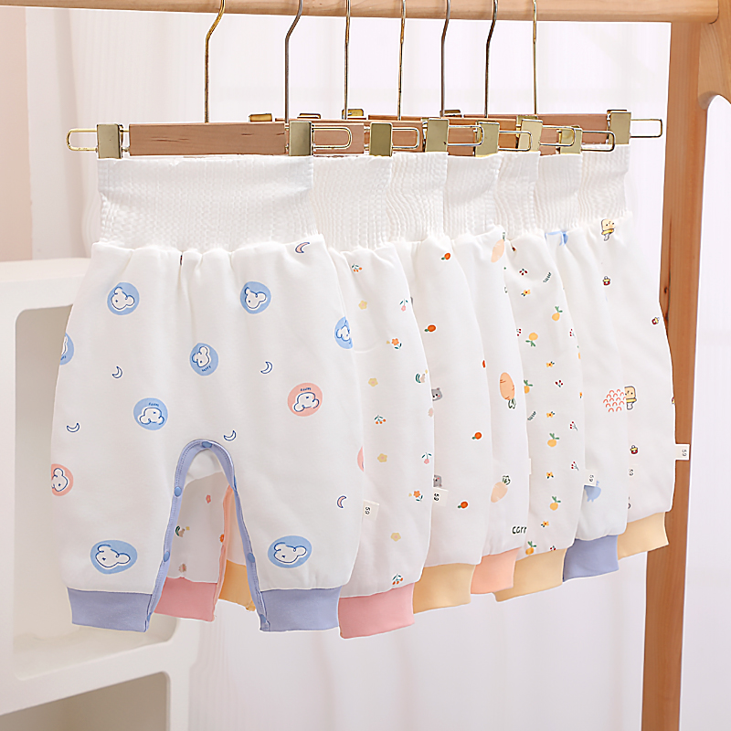 【80克】新生儿纯棉秋冬裤子初生宝宝免脱高腰护肚棉裤新生儿保暖裤