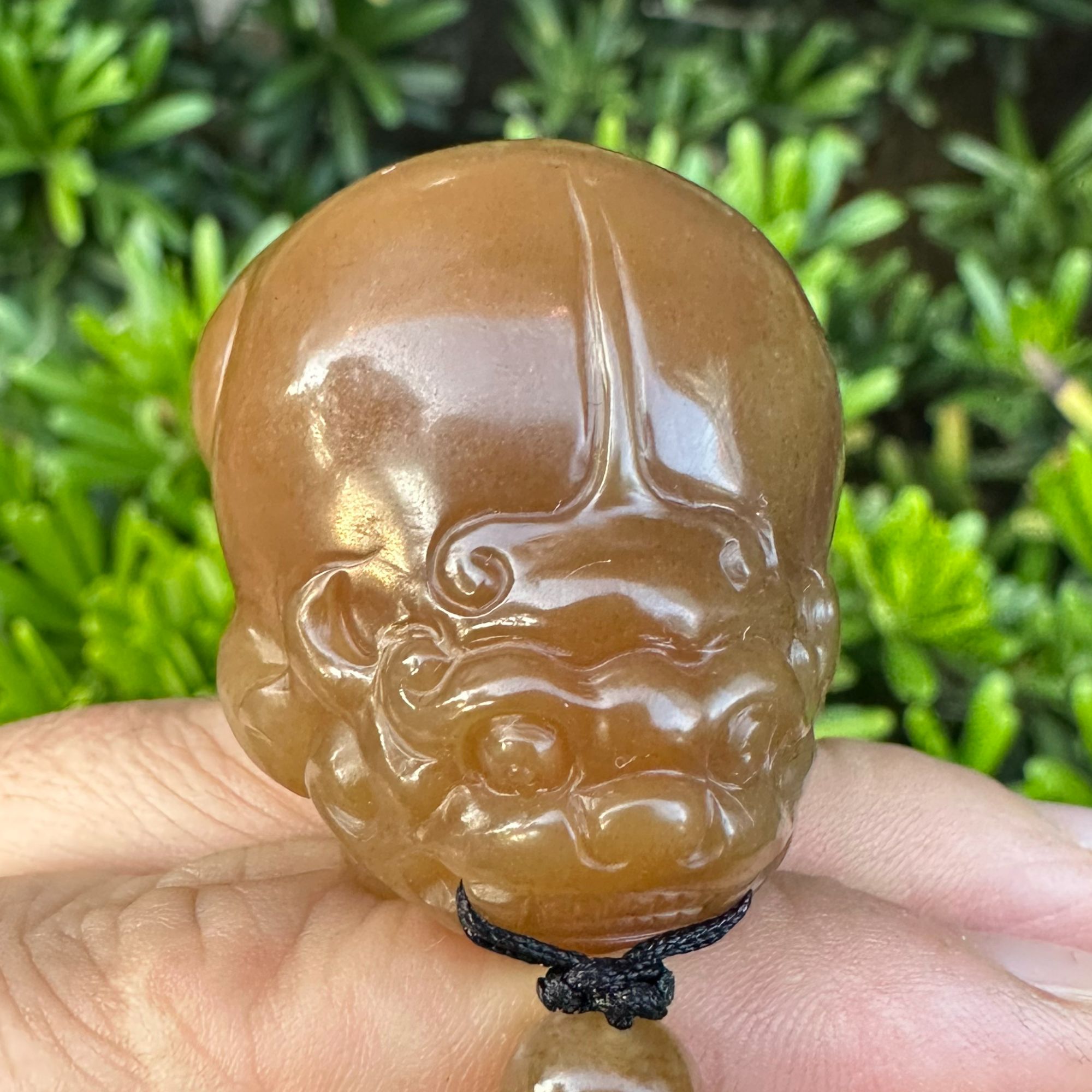 和田玉老红糖大貔貅特细（可戴可手把）