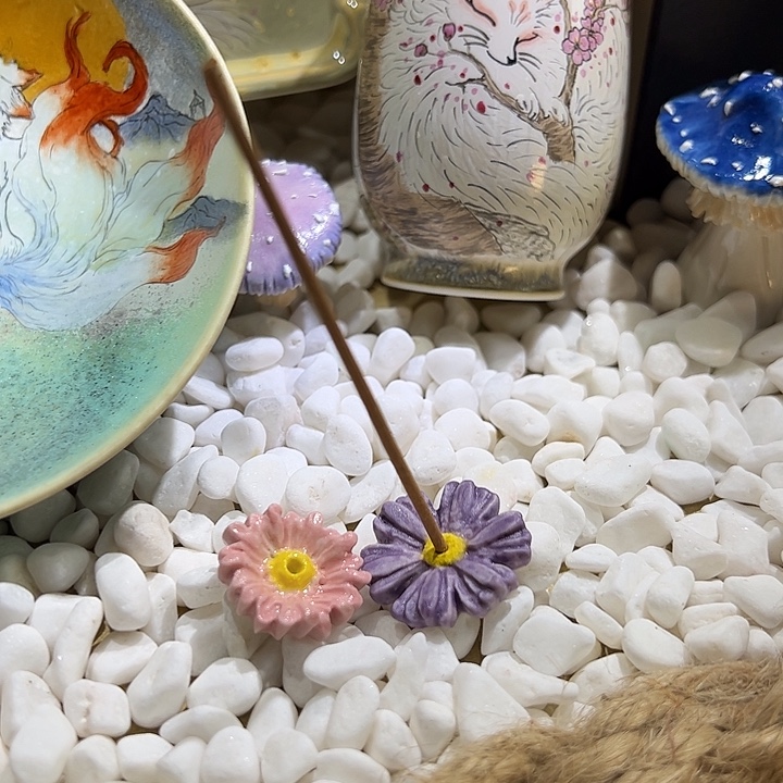 拾泥手捏小花香插