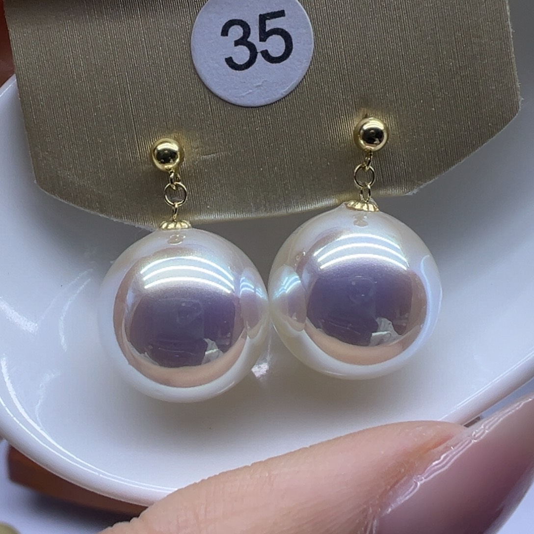 淡水珍珠18K金镶嵌耳饰