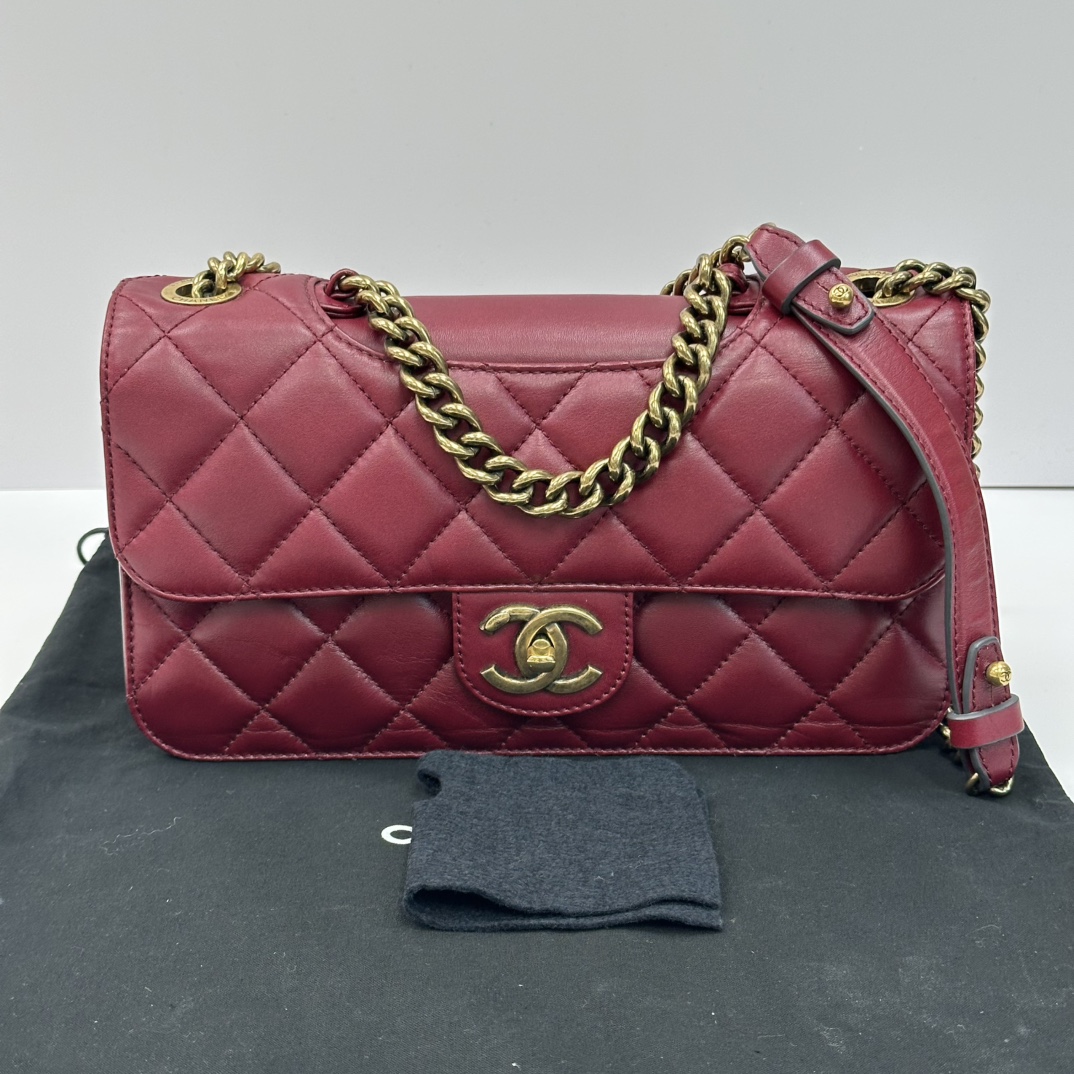 99新 Chanel/香奈儿 红金孟买中号手提单肩斜挎包 06055