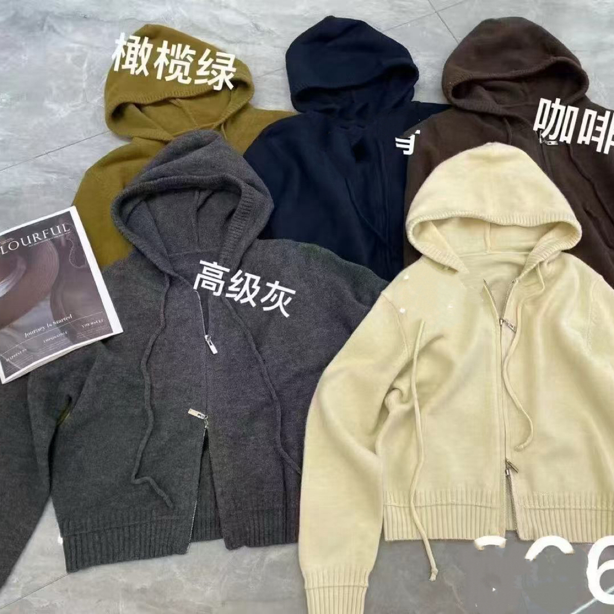 【慕.我们的店】简约韩系纯色连帽针织～