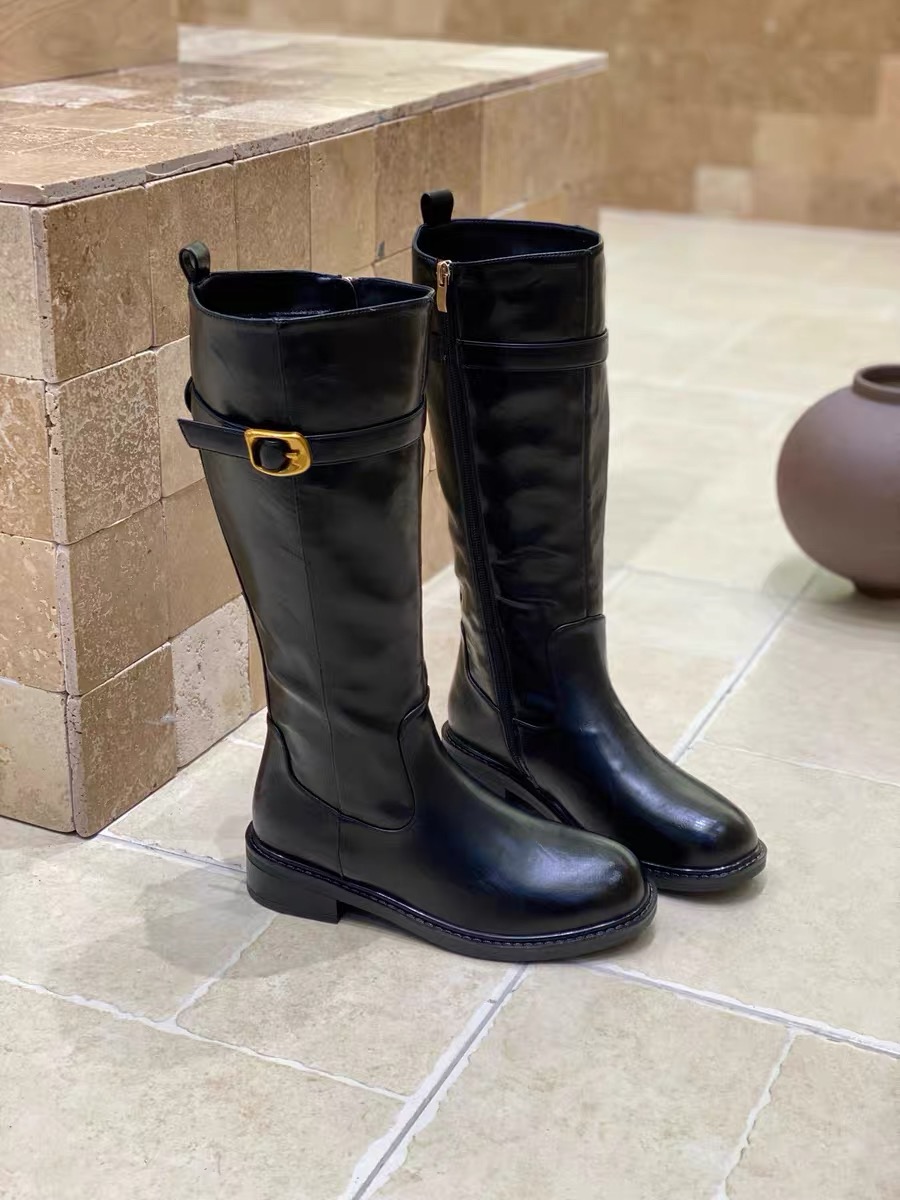 长靴骑士靴黑色瘦筒版靴子百搭