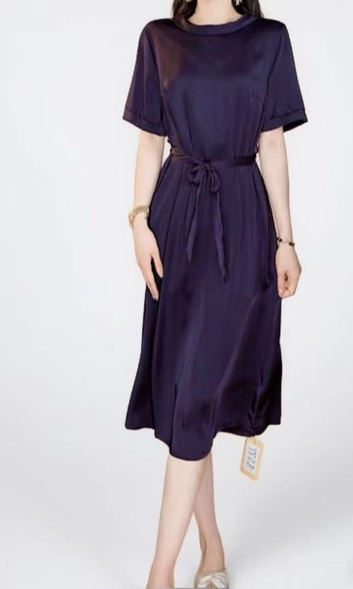 2258-28定制摩登暗夜紫舒适时尚夏季连衣裙