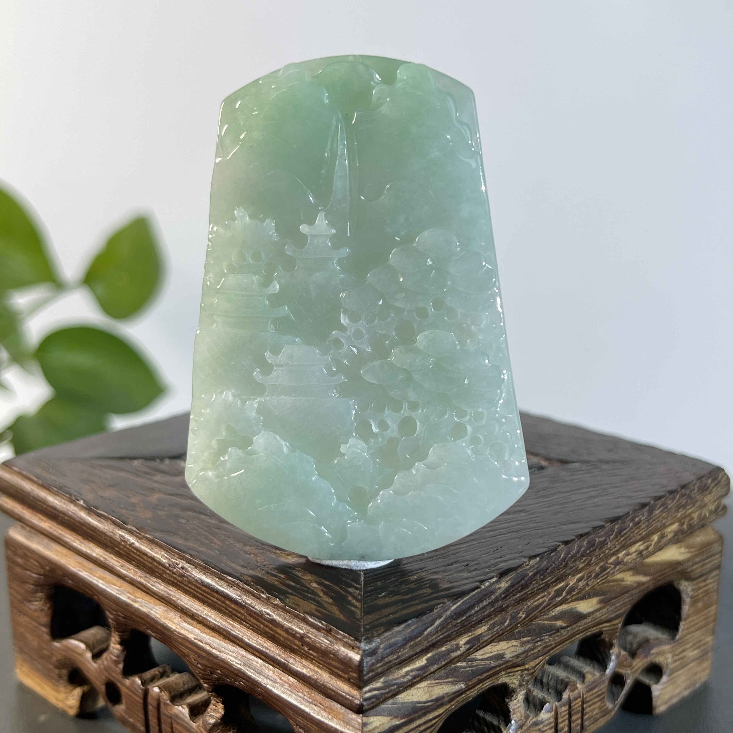 JTA23-65 天然缅甸A货翡翠 山水牌