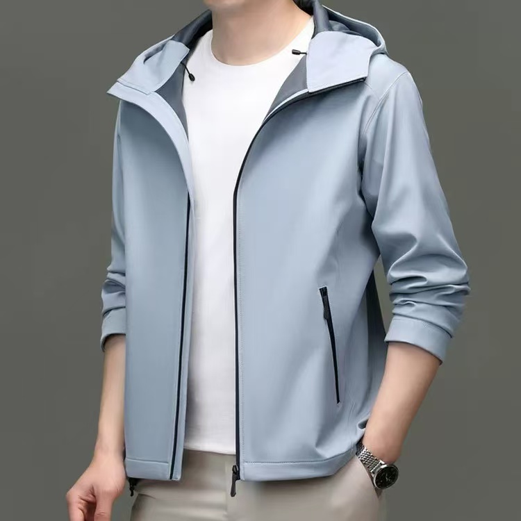 XB男士春秋款户外运动时尚休闲冲锋连帽夹克冲锋衣！出口订单！-001