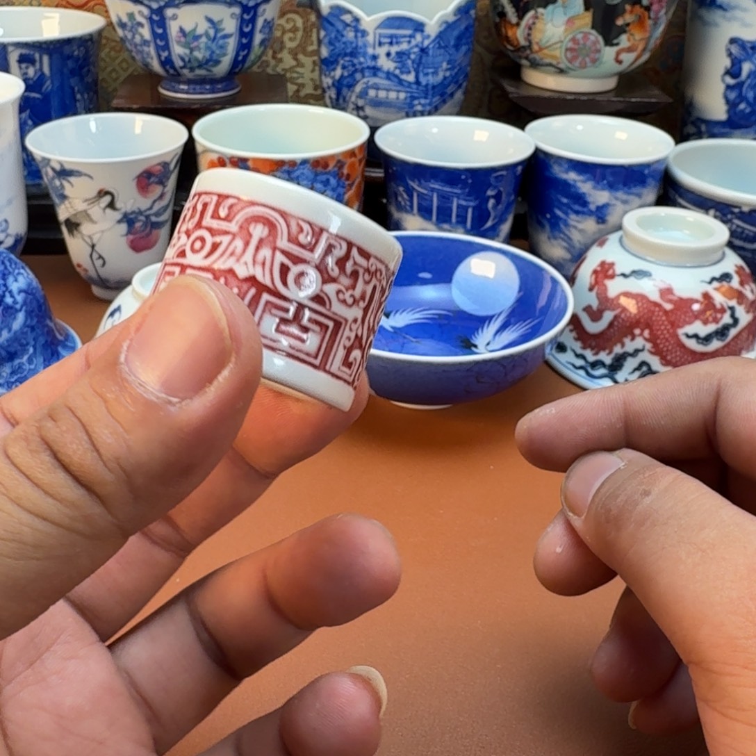 陶杯子景德镇全手工手绘陶瓷