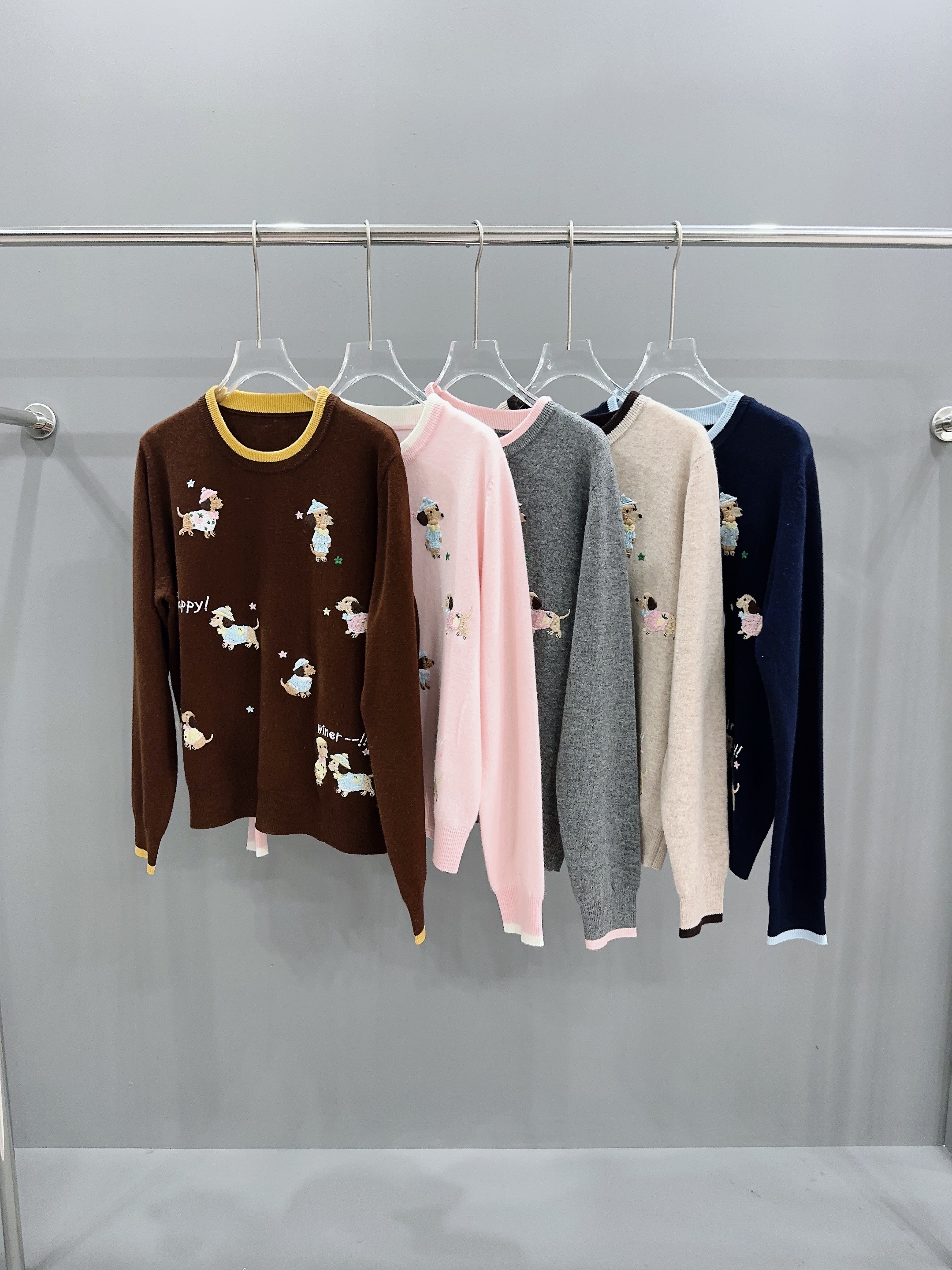 JL【童趣腊肠狗圆领全羊毛】秋冬新款长袖针织长袖-Z