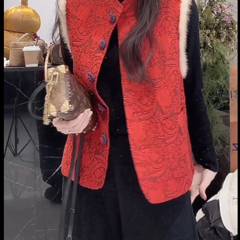 [运费补贴】新中式改良旗袍2025秋冬拜年服红色百搭夹棉马