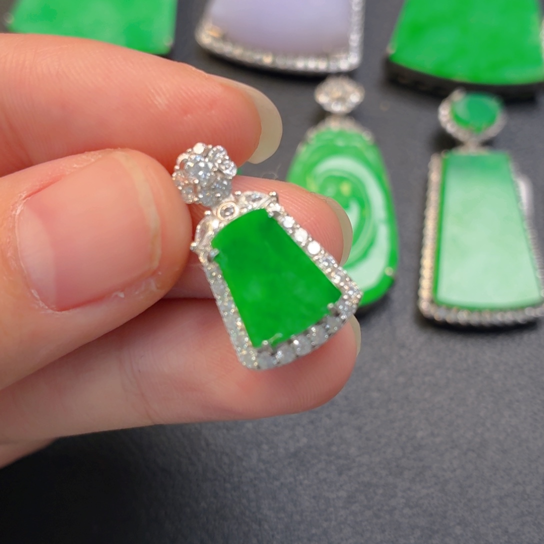 翡翠银S925镶嵌吊坠(不含链)