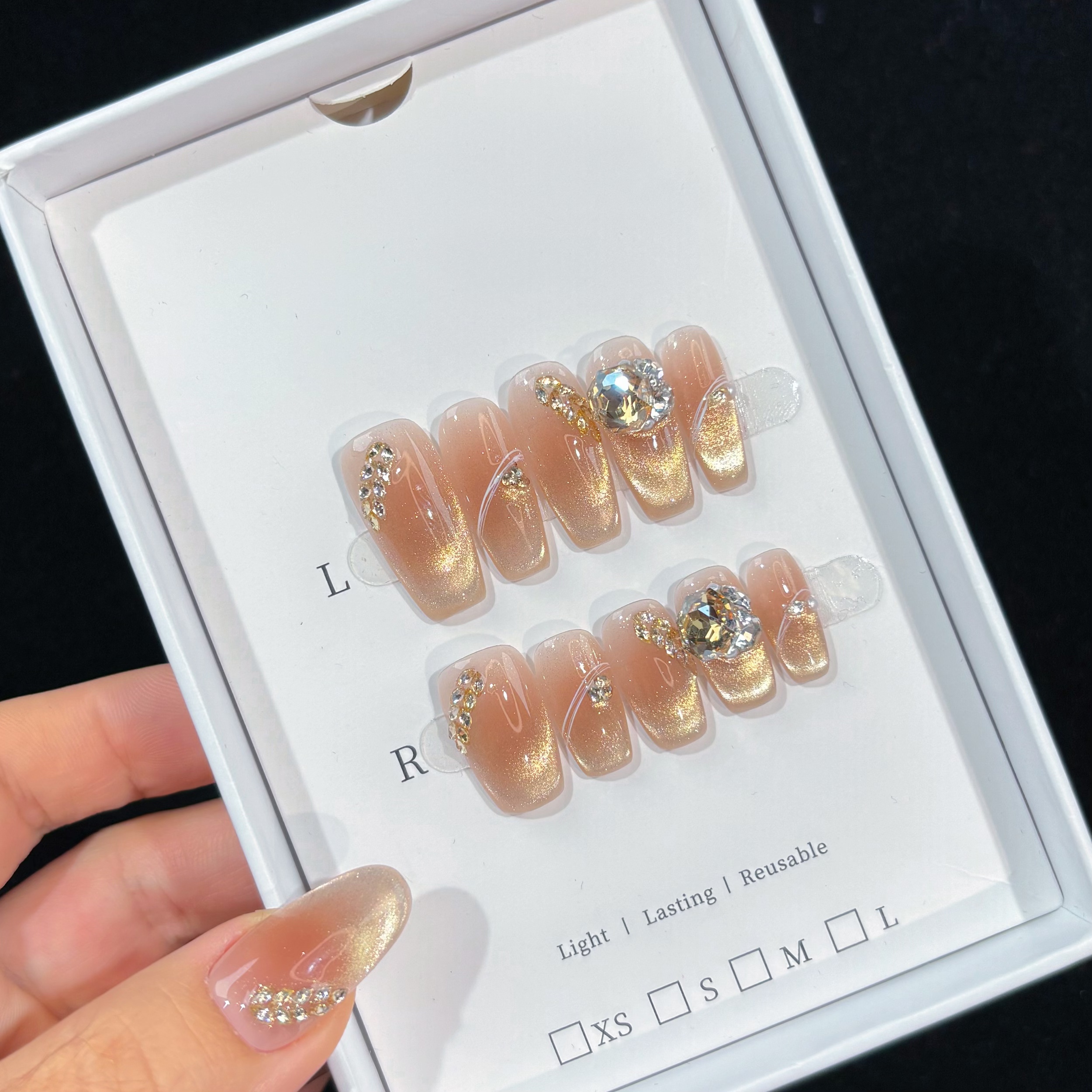 【麦穗】纯手工定制麦穗钻猫眼腮红轻奢高级百搭穿戴式美甲