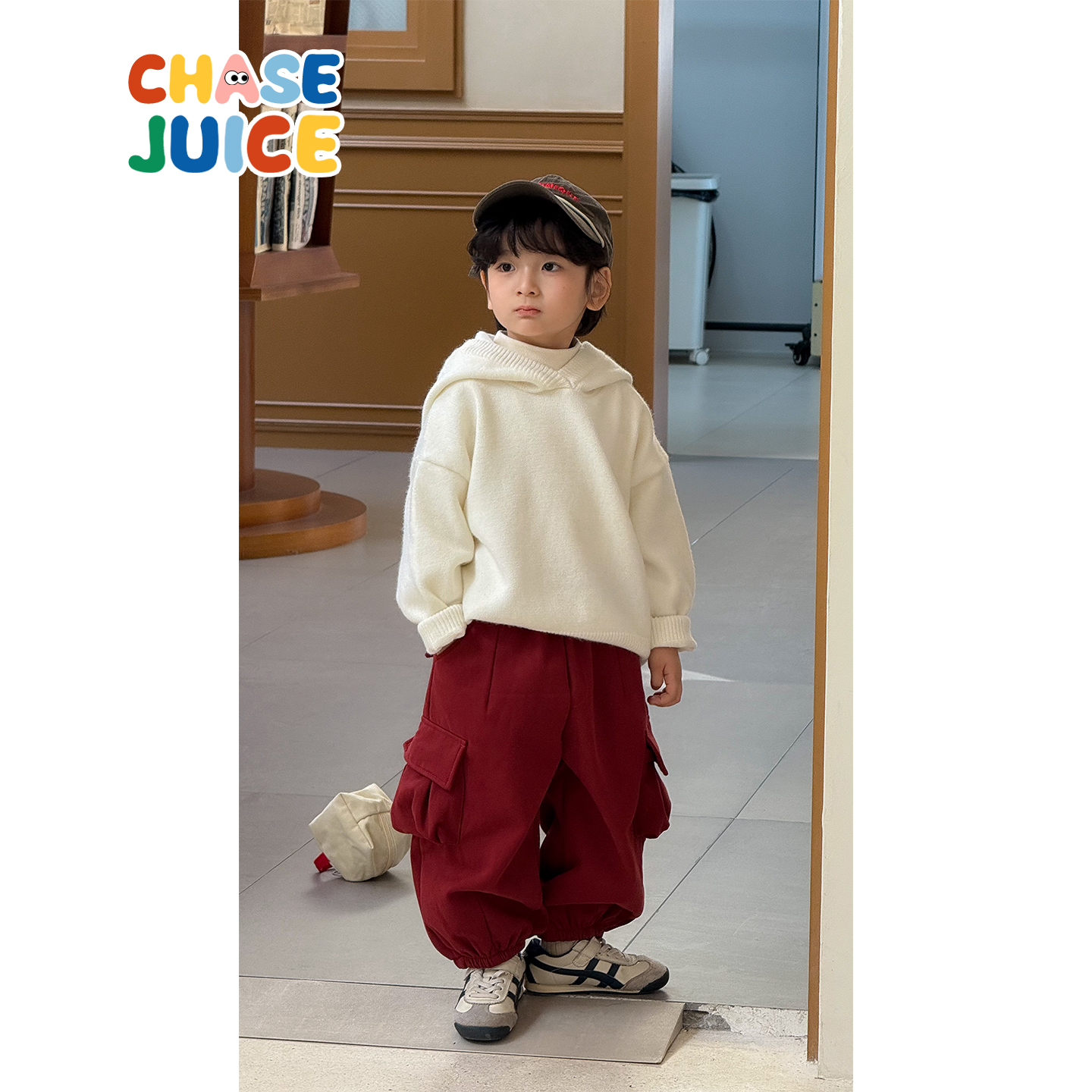 【小童】虾酱麻麻男童连帽毛衣冬季2025新款洋气保暖儿童装针织衫