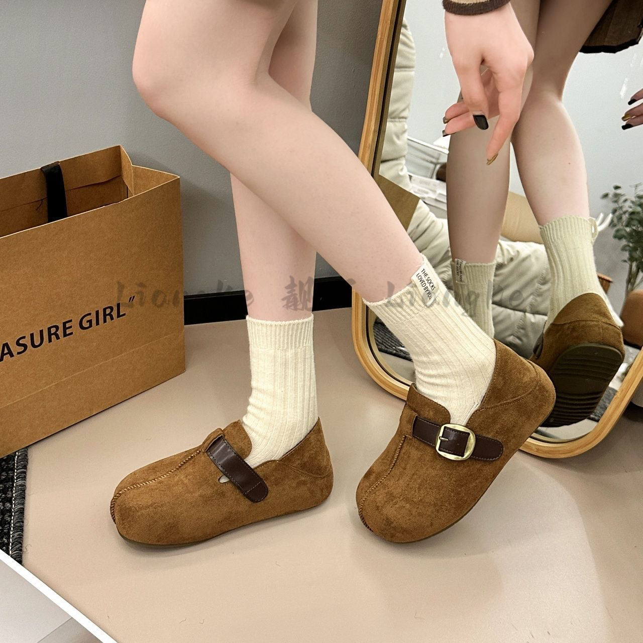 805加绒复古增高勃肯鞋女冬季卡皮巴拉丑萌袋鼠鞋轻便休闲鞋棉鞋