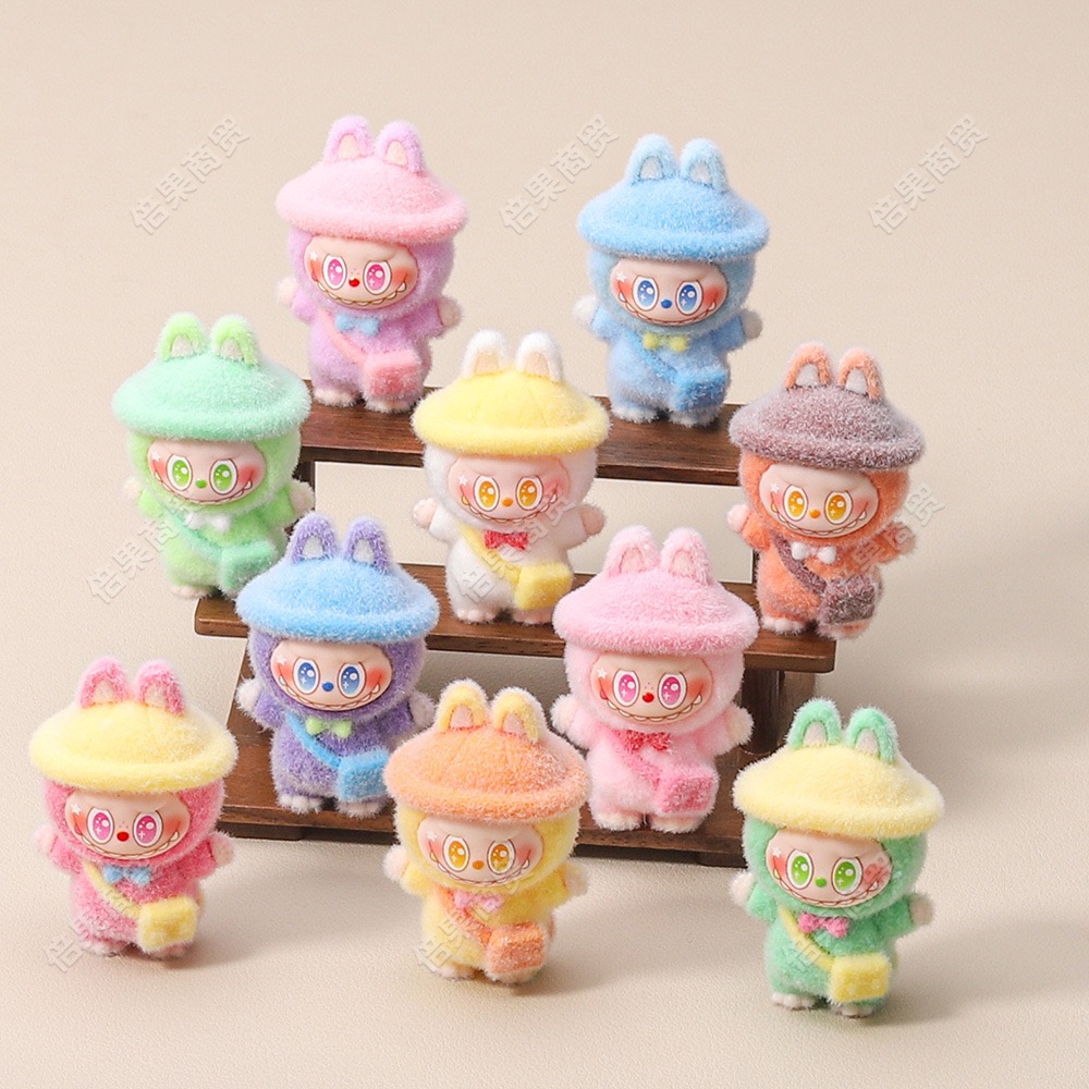 【双许愿+九宫格】植绒挎包小兔 diy饰品树脂小摆件