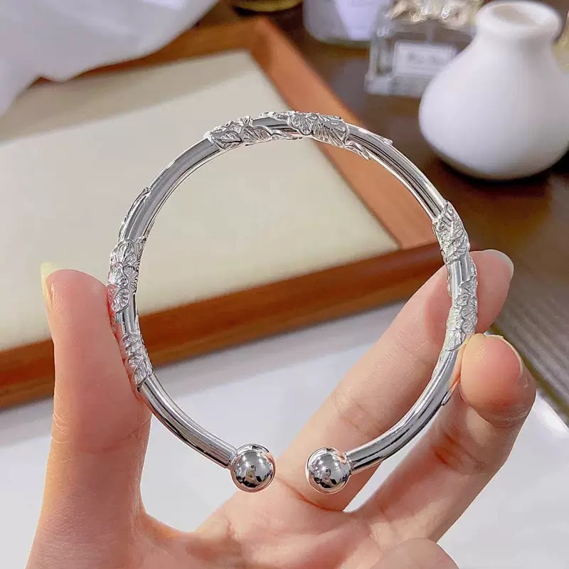 货号A0981繁花似锦实心开口双珠精品手镯