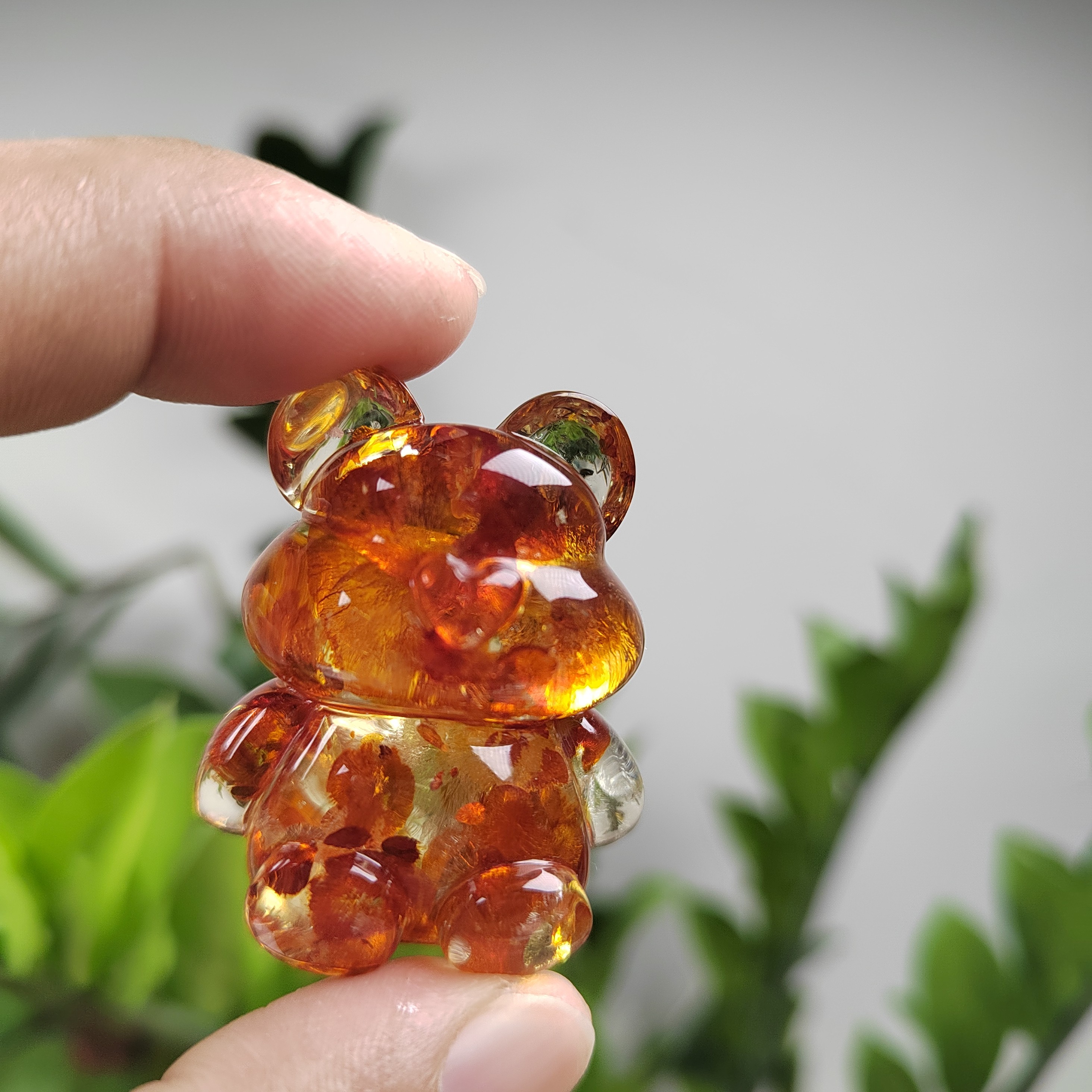 天然琥珀花珀小熊吊坠