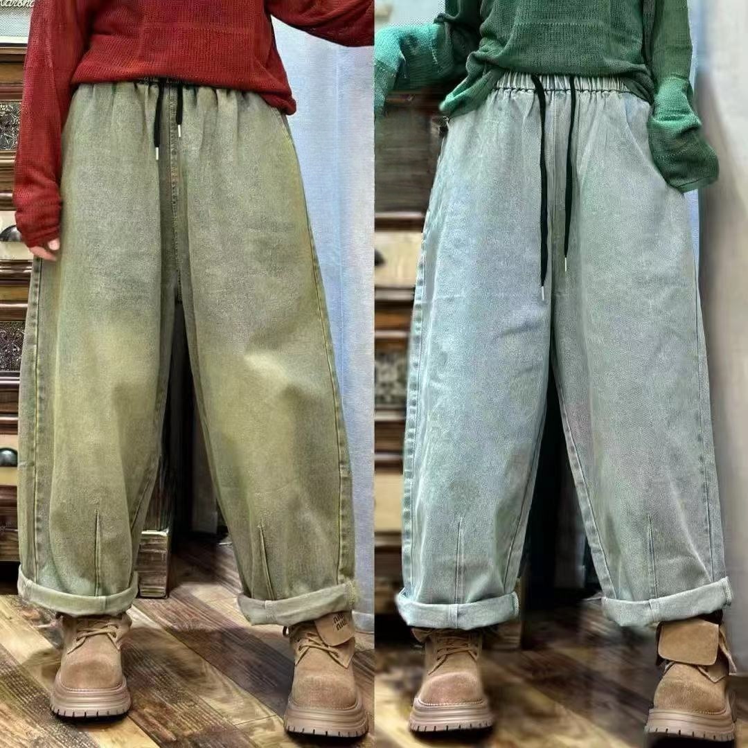女款2025时尚休闲牛仔老爹裤亲子B3349