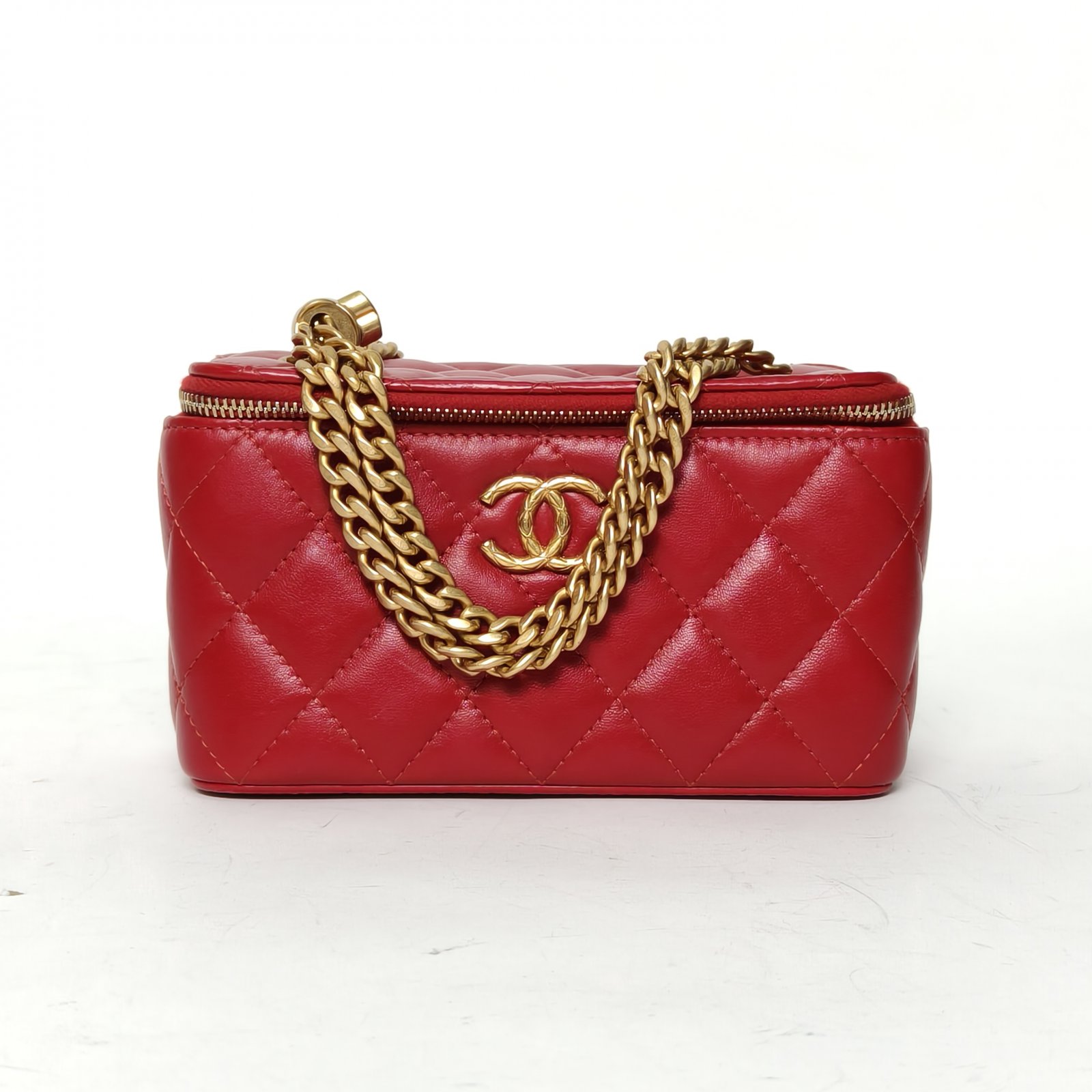 95新 Chanel/香奈儿 【娇】22K 化妆包 17 皮革S芯片镭射标 826162