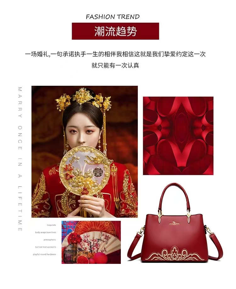 女士手提包简约妈妈包妈妈气质之包时尚百搭设计风格真皮轻奢2919
