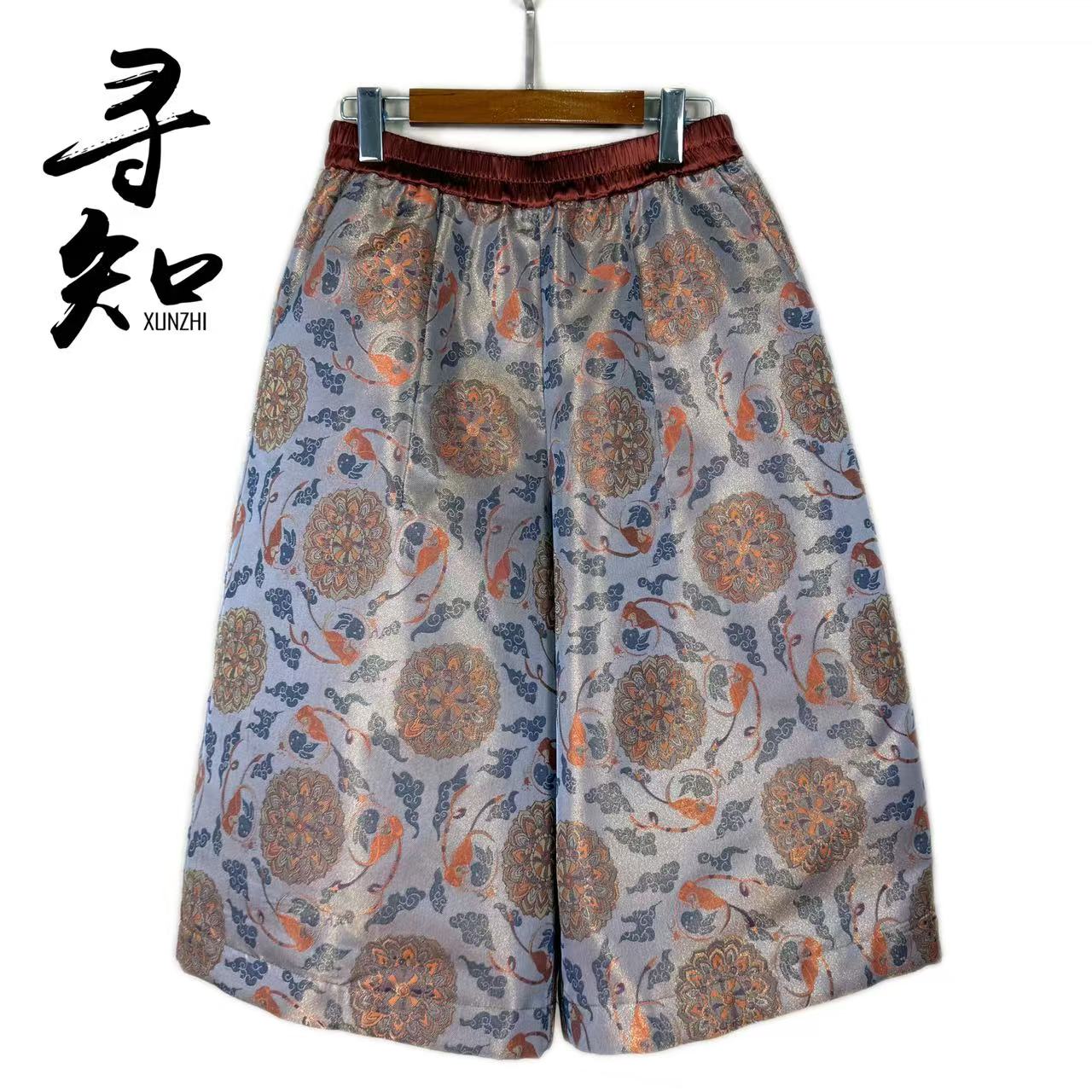 寻知·朱总原创设计XZK364J柔光缎感宋锦提花棉裤