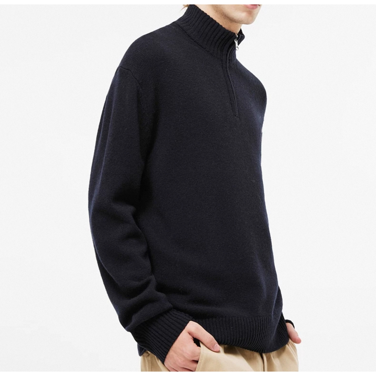 3052-半拉链长袖羊毛衫