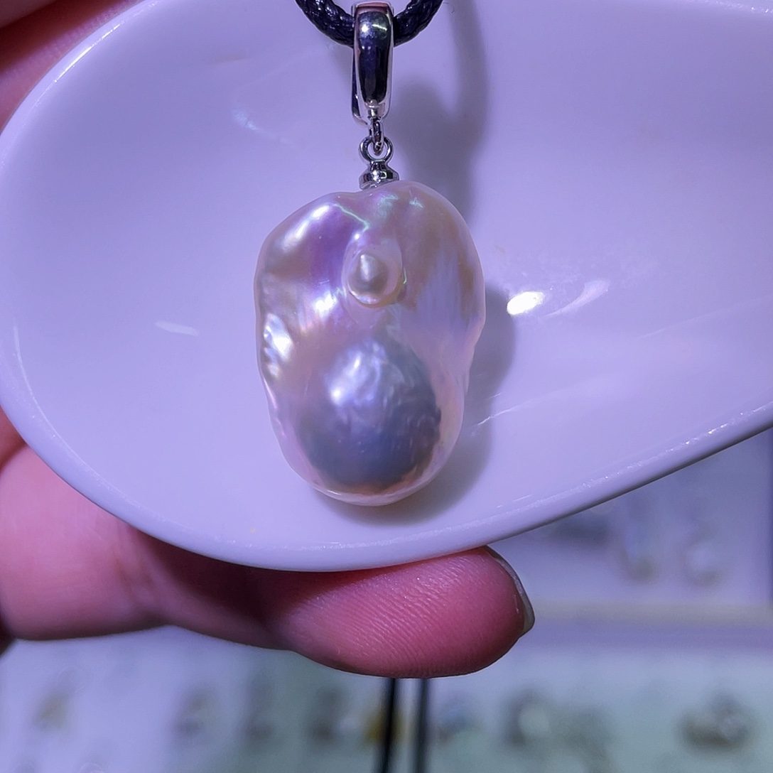 合金天然淡水珍珠吊坠项链淡水珍珠