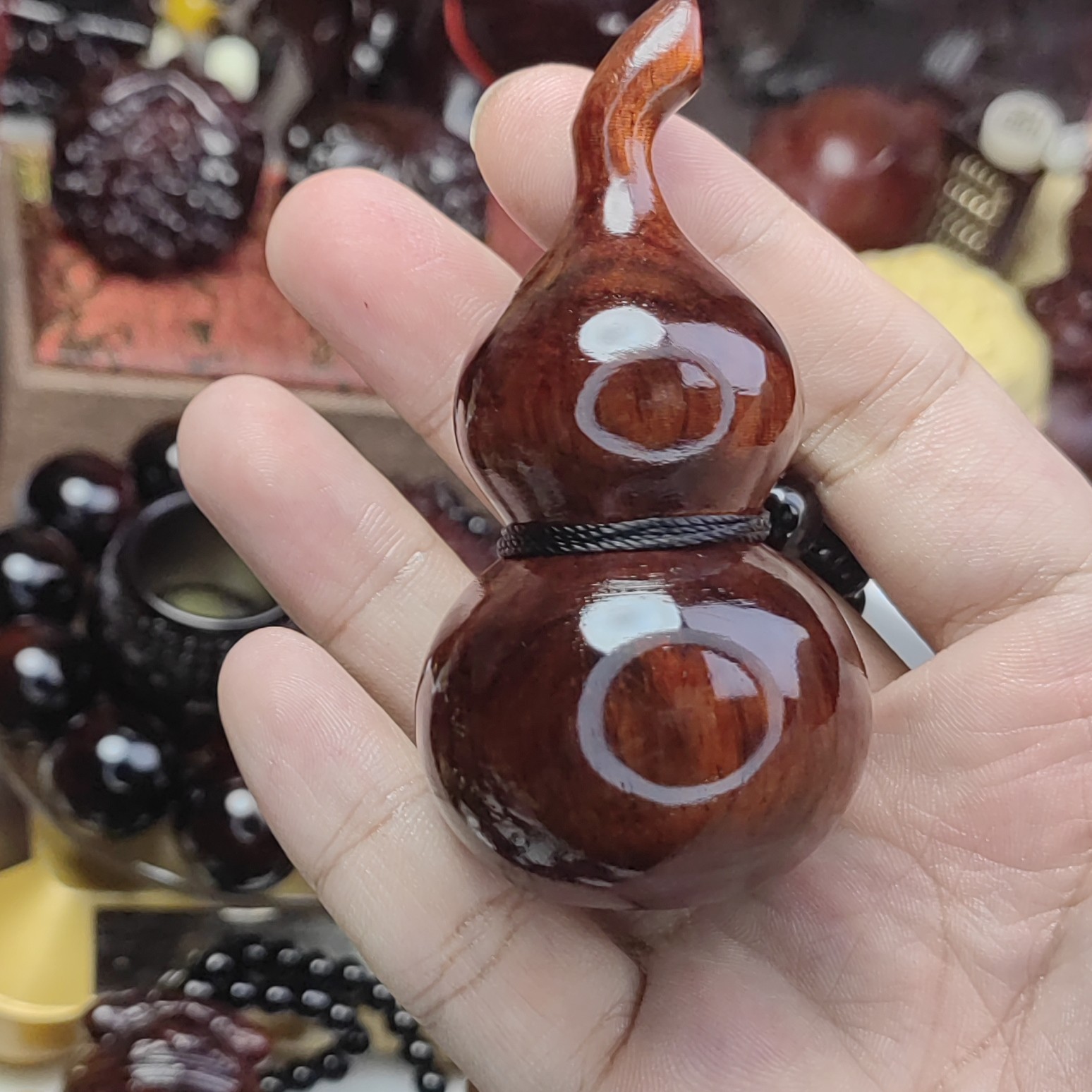 紫檀【葫芦】实木雕刻手把件挂件车载挂饰随身文玩盘玩饰品摆件