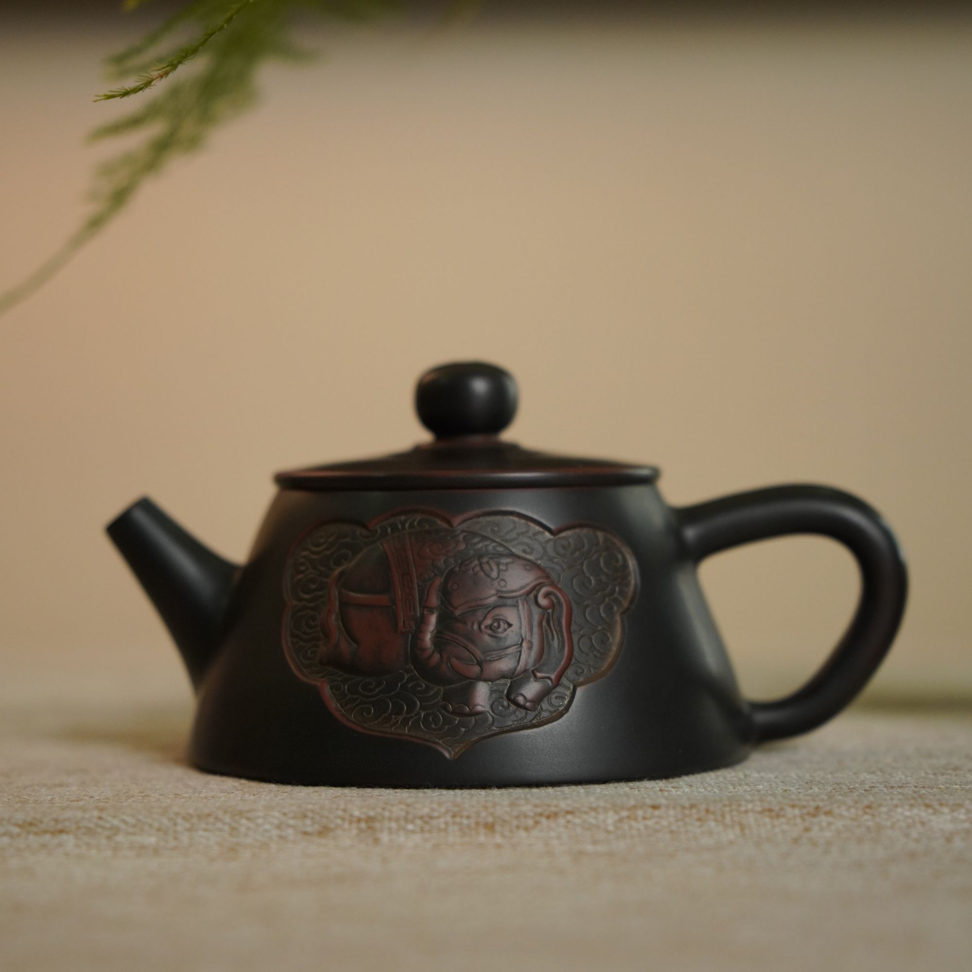 陶礼【吉祥】广西钦州坭兴陶茶壶一壶150ml两杯带礼盒
