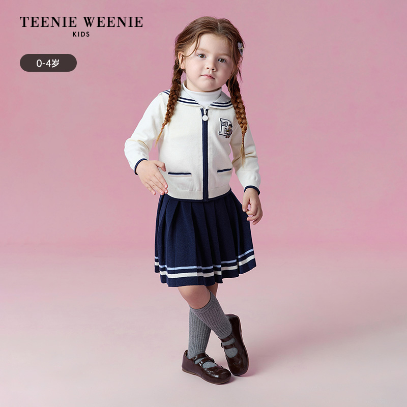 TeenieWeenieKids小熊童装女宝宝学院针织百褶裙套装T0SK254974B