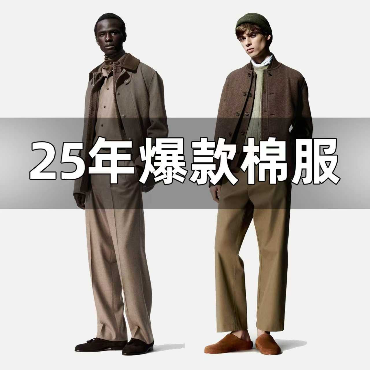 官方款号【QC3003】冬季新款男士时尚百搭老钱风连帽棉服外套