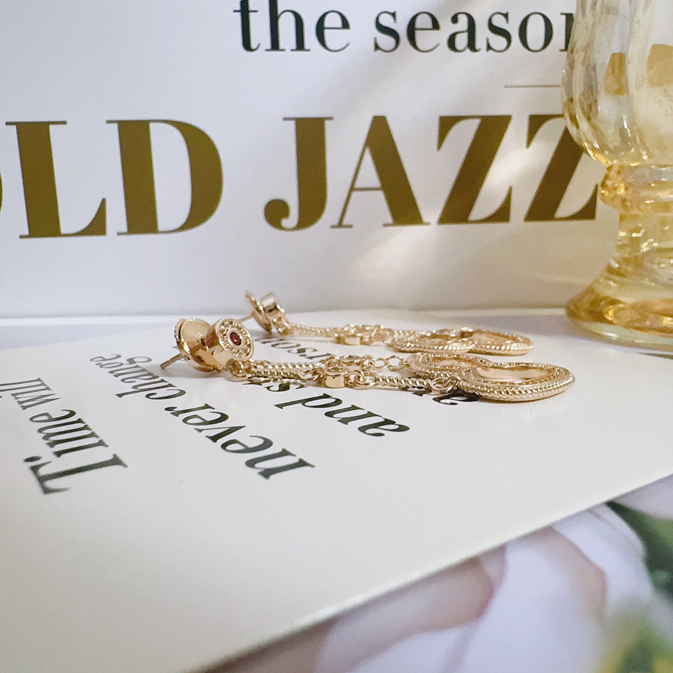 铜合金锆石耳饰 4500 葫芦流苏耳钉