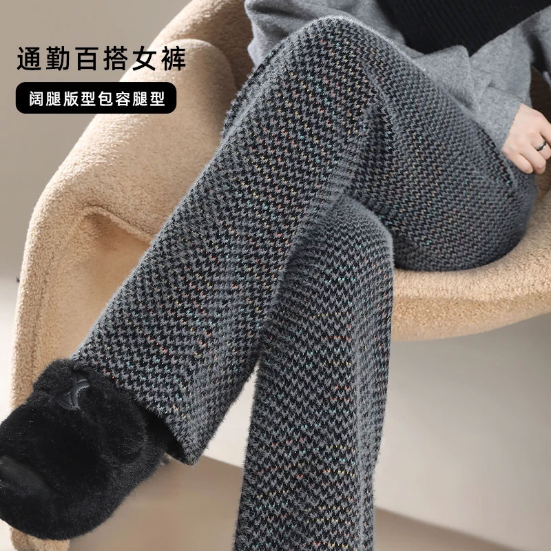 梧桐毛呢阔腿裤牡丹裤子女2025秋冬新款今年流行爆款直筒卫裤