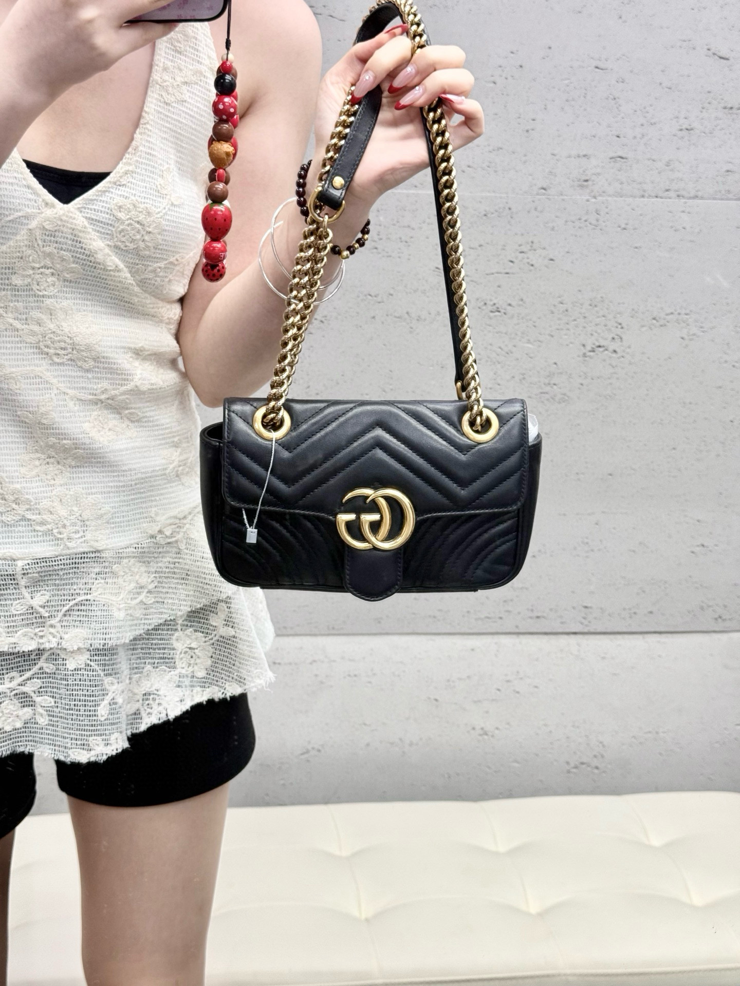 95新 GUCCI/古驰 gucci 黑金马蒙22斜挎包(K)