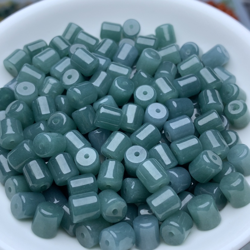 【闪购商品】翡翠手链未镶嵌卡6*7老蓝水桶珠20颗