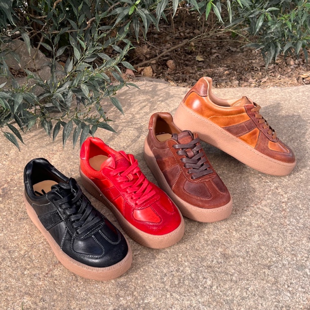 水洗马皮厚底增高百搭德训鞋秋冬擦色系带低帮休闲鞋时尚潮鞋