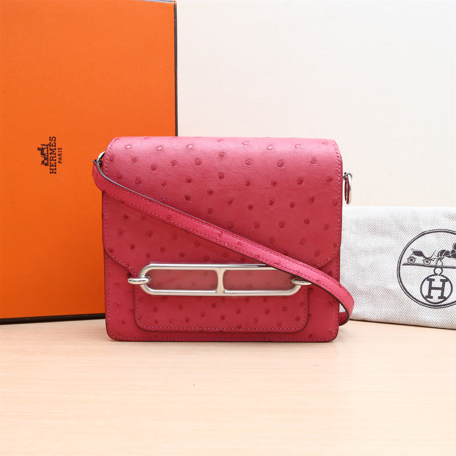 95新 Hermes/爱马仕 小花姑姑346509猪鼻子 19 糖果粉 D刻包