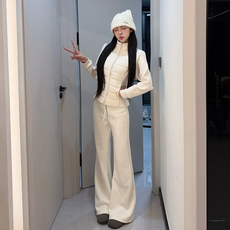 【一只肘肘】lu系升级2.0版超模微喇裤磨毛加绒显瘦修身休闲裤