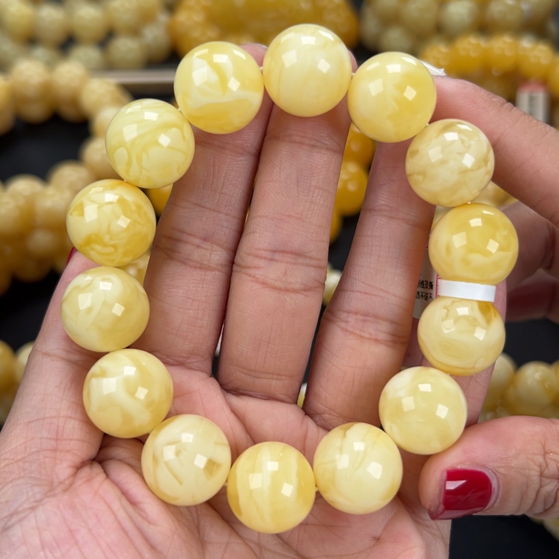 琥珀未镶嵌手链34克