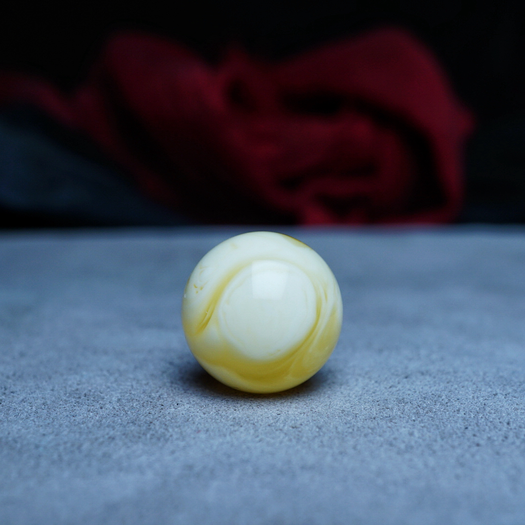 【段掌柜·18.6mm天眼拉丝奶瓷白款】天然蜜蜡圆珠（打孔不予退货）