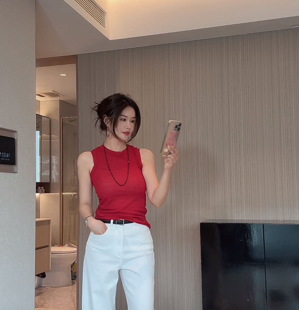 赵灵儿无袖T恤打底衫舒适显瘦透气休闲上衣