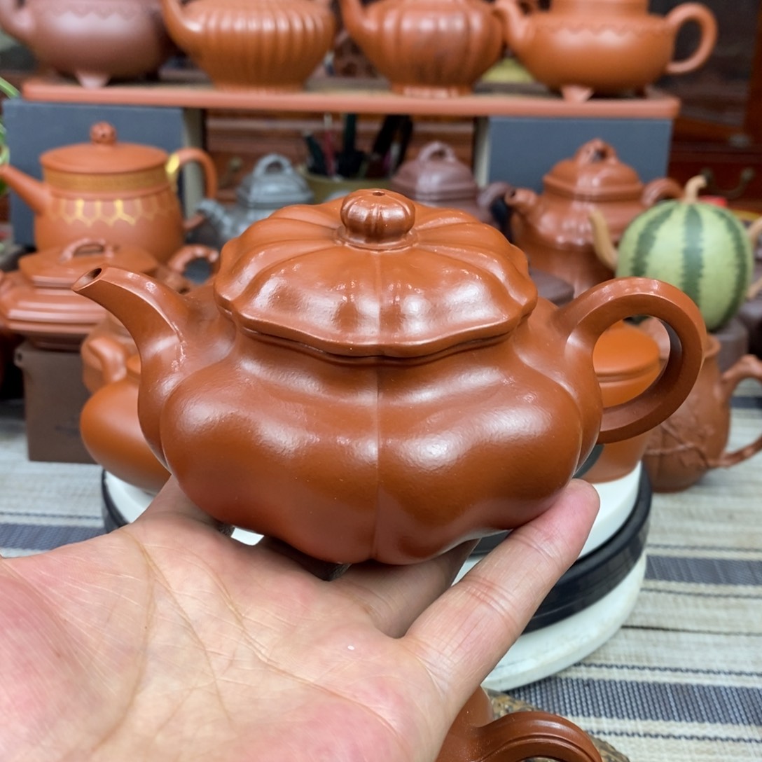 紫砂茶壶葵仿古300cc原矿赵庄朱泥特价