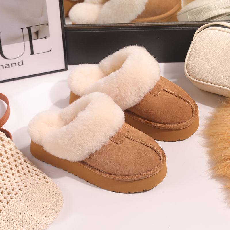 【羊皮毛一体】棉拖加厚雪地靴女冬季厚底棉鞋保暖一脚蹬雪地靴