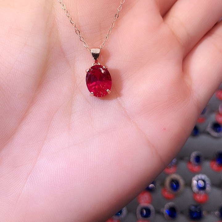 红宝石吊坠(赠链)银S925镶嵌