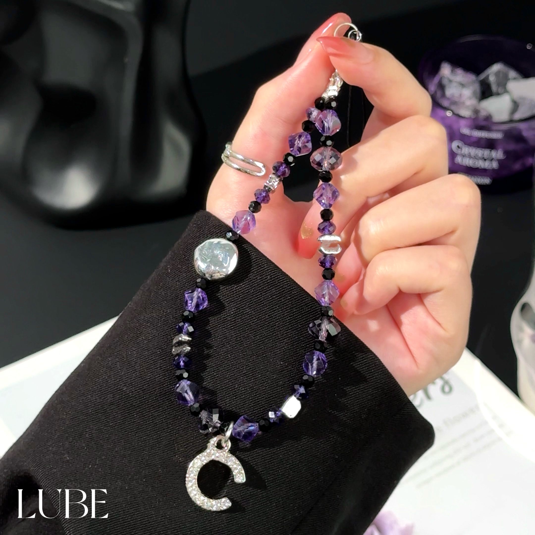 【香香紫水晶】歪歪高定手工手机链适用于安卓苹果手机壳