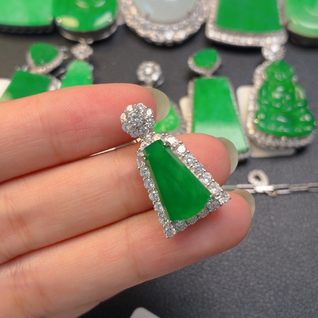 翡翠银S925镶嵌颈饰