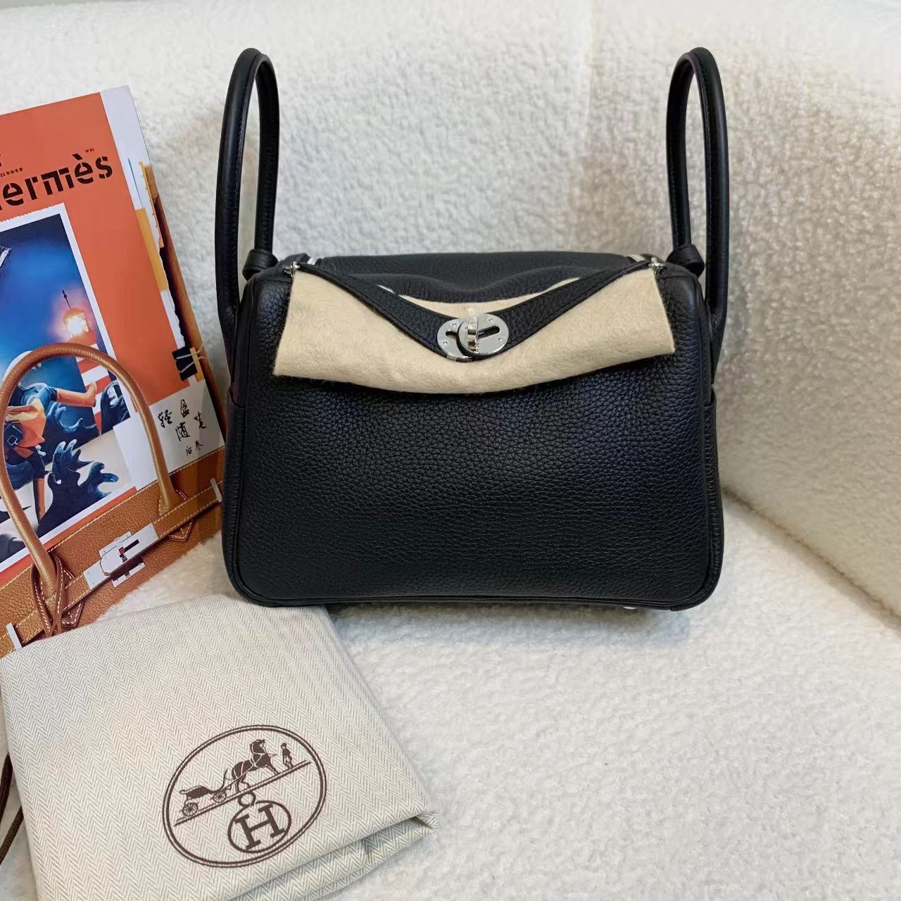 全新未使用 Hermes/爱马仕 壹臻/ 黑银lindy26 w刻 21281222