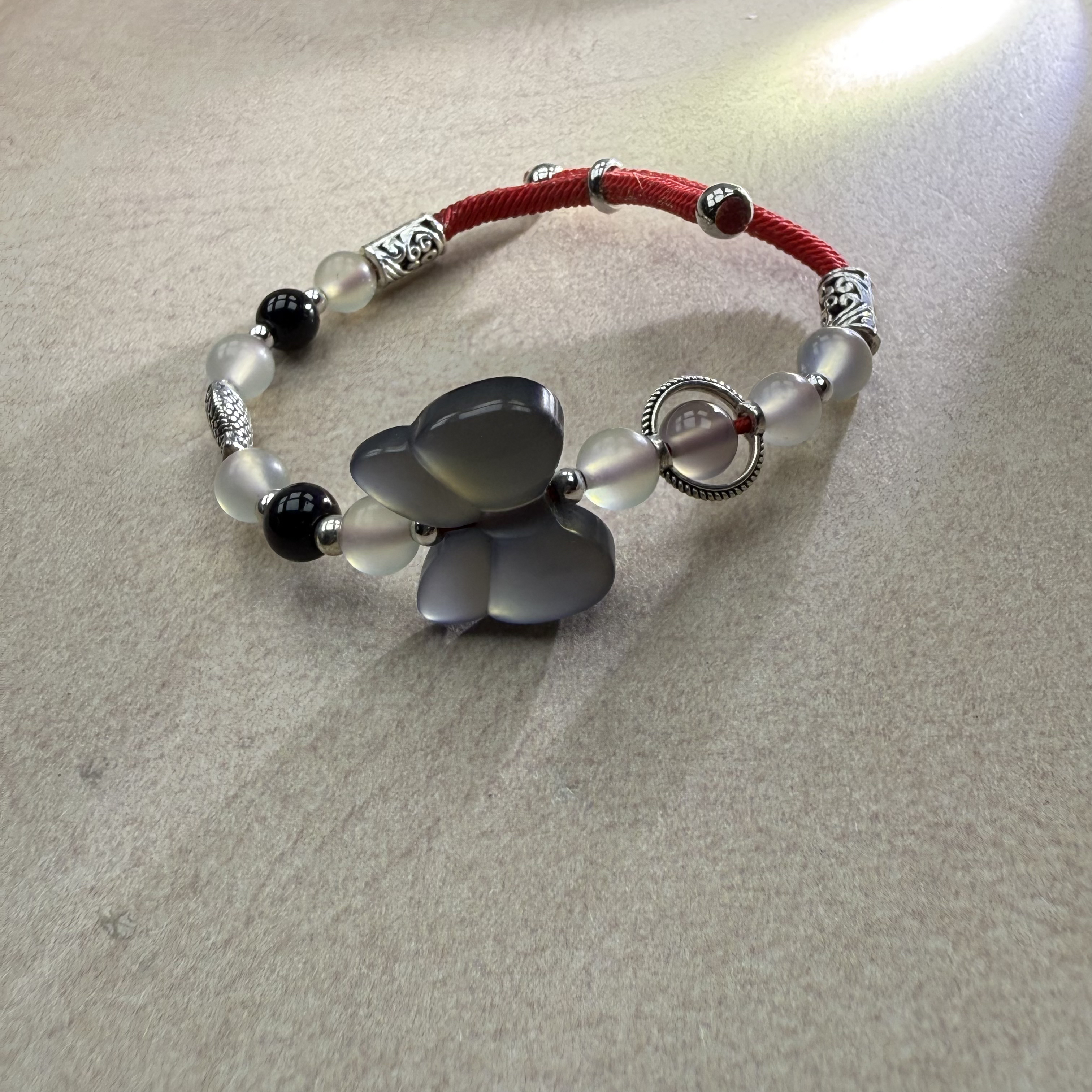 中性拼色新中式绿色男女通用饰品可爱黑色手绳