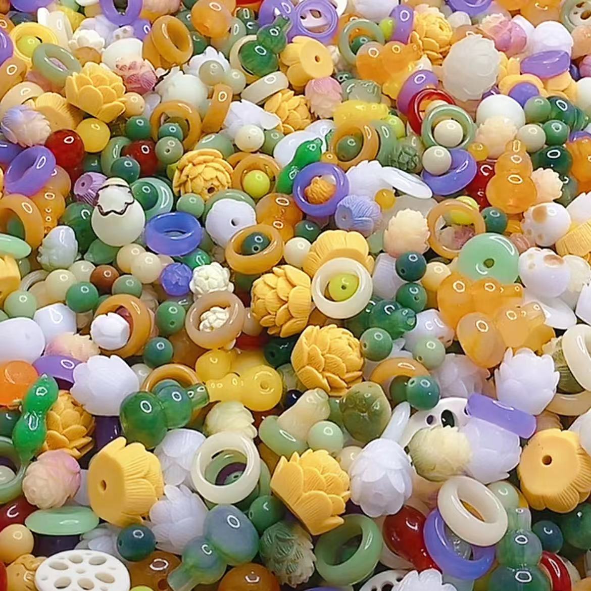 DIY手工串珠多色珠子跑环莲花粉压合成配饰混款