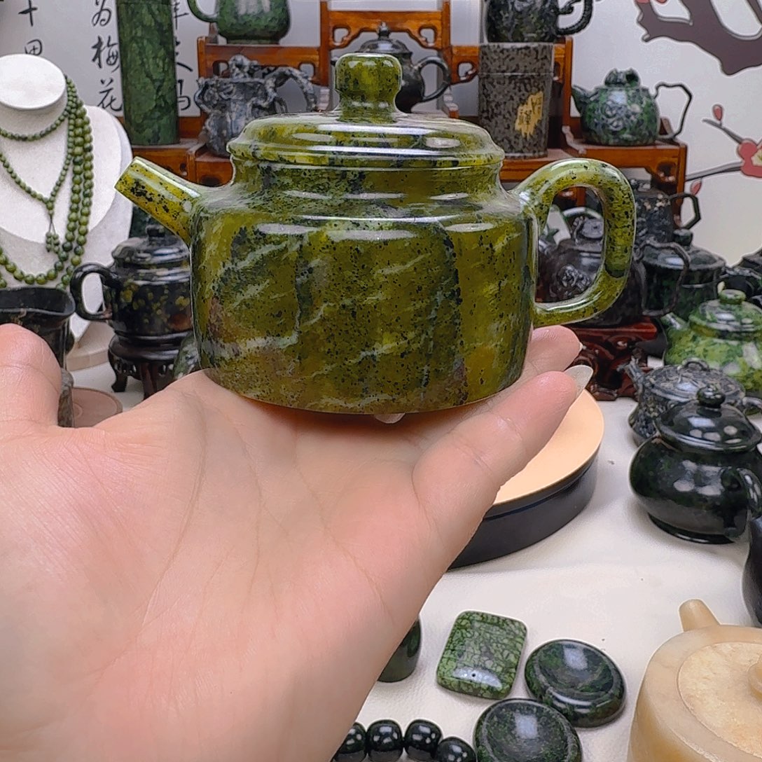 D***C未镶嵌蛇纹石玉藏玉药王石精美茶具